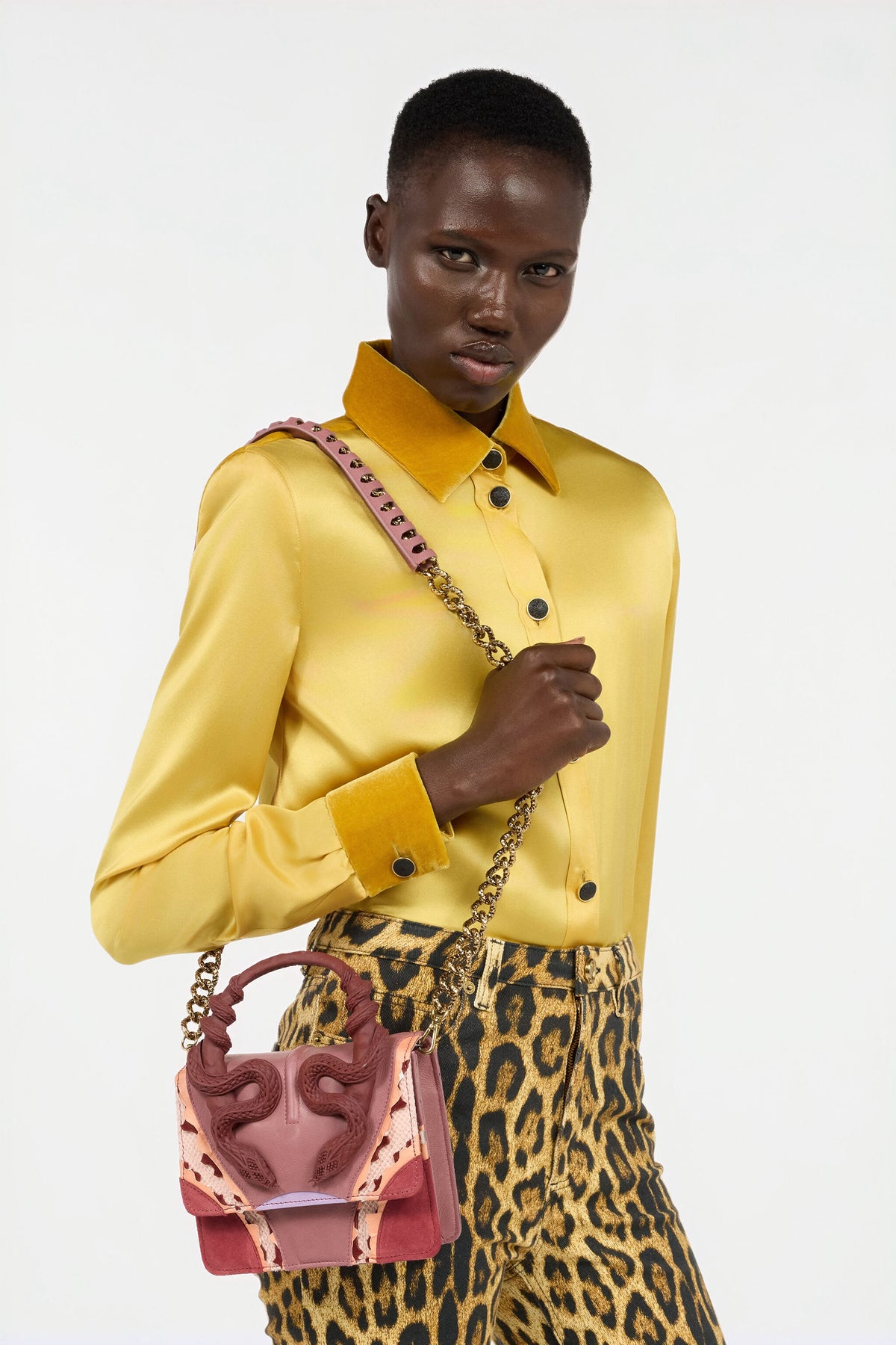 Roberto Cavalli Snake Handle Bag - Pink