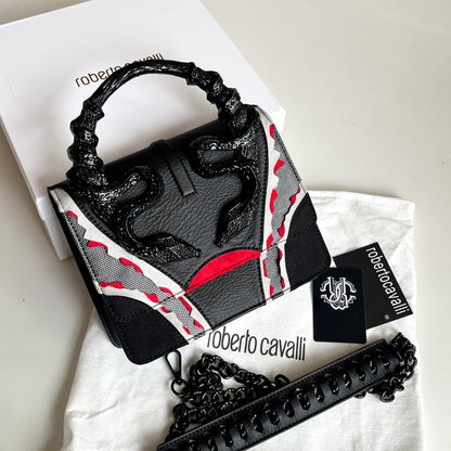 Roberto Cavalli Snake Handle Bag - Black