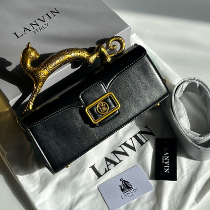 LANVIN Pencil Cat Bag in Matte Leather - Black