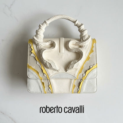 Roberto Cavalli Snake Handle Bag - White