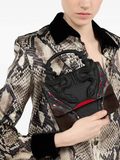 Roberto Cavalli Snake Handle Bag - Black