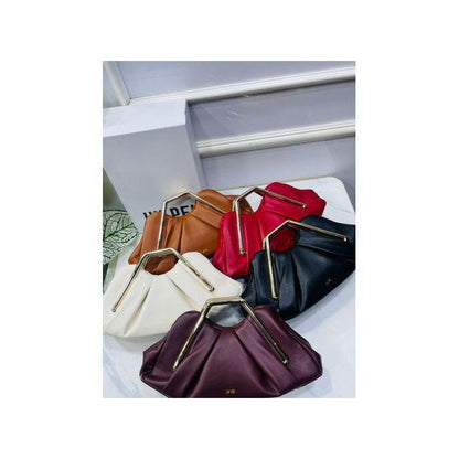 Metal Frame Clutch - Burgundy