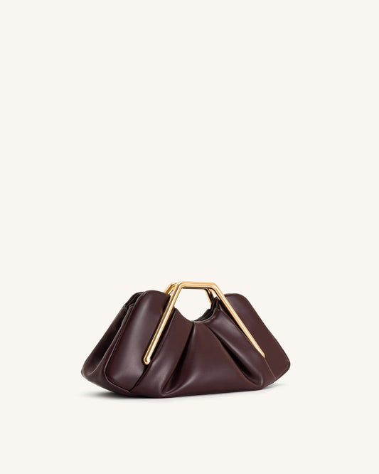 Metal Frame Clutch - Burgundy