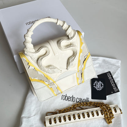 Roberto Cavalli Snake Handle Bag - White