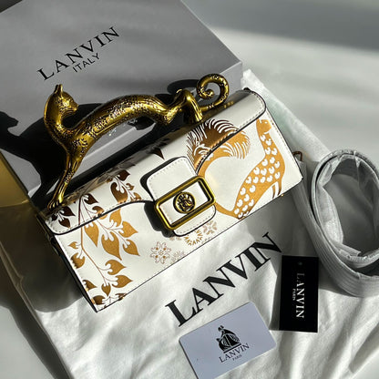LANVIN Pencil Cat Bag in Matte Leather - White