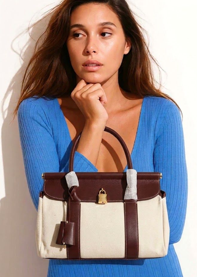LORO PIANA Loom Bag L32 - White/Brown