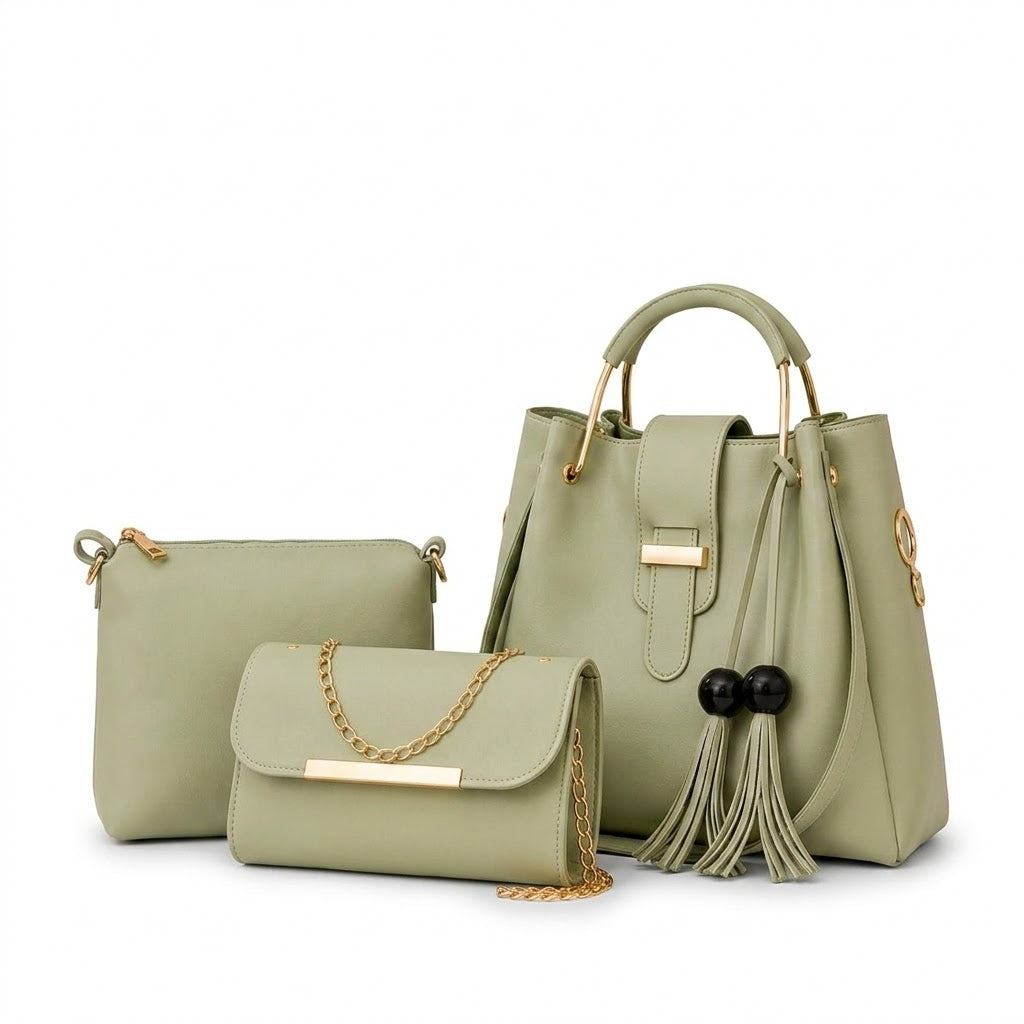 Bellezza 3-Piece Handbag Set - Green