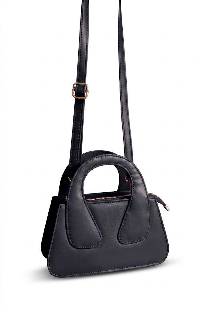 Chic Arch Crossbody Bag - Black