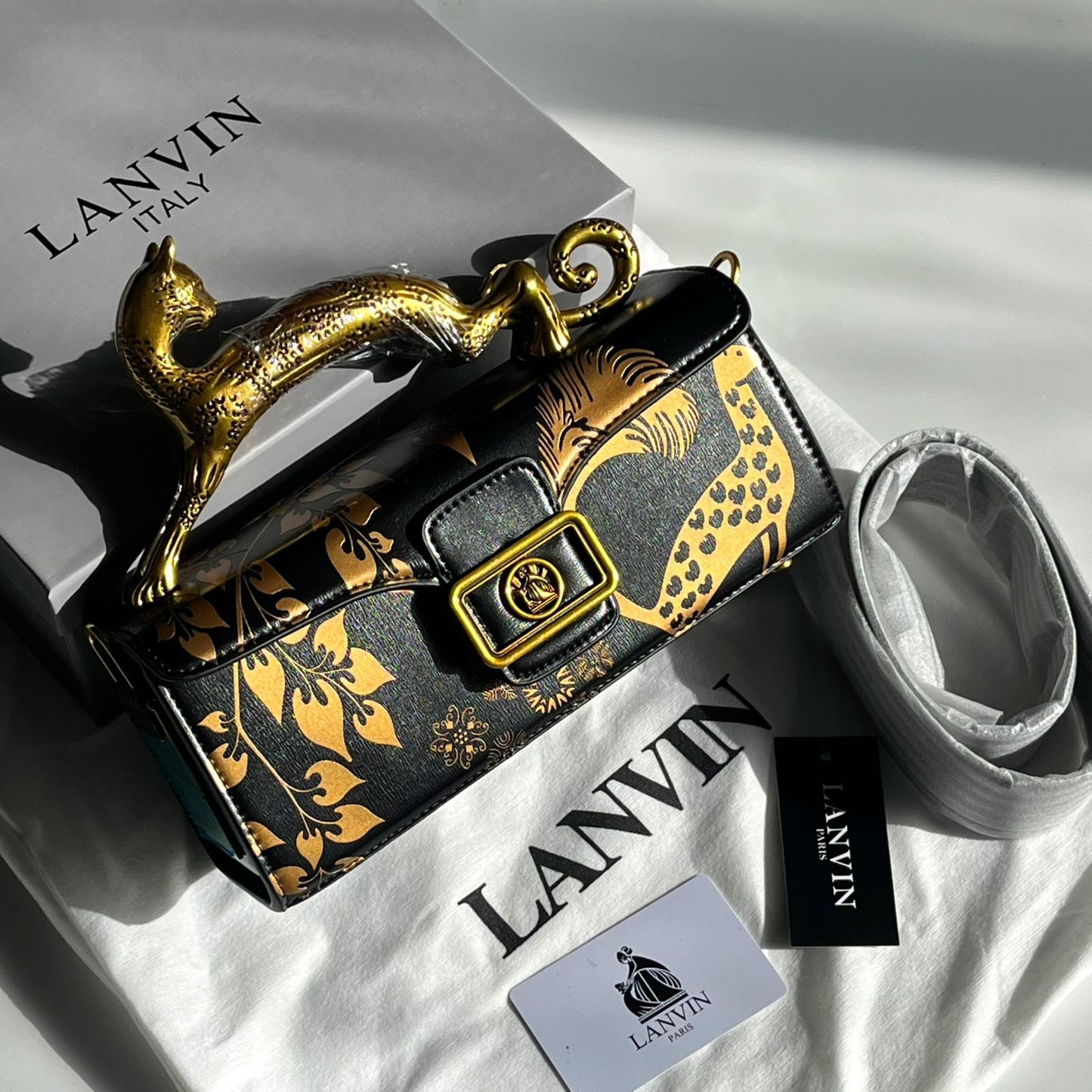 LANVIN Pencil Cat Bag in Matte Leather - Black