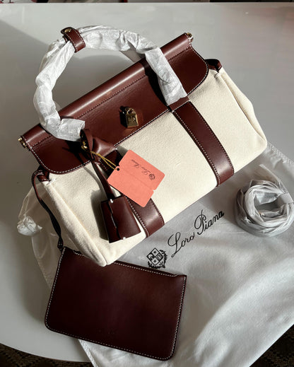 LORO PIANA Loom Bag L32 - White/Brown