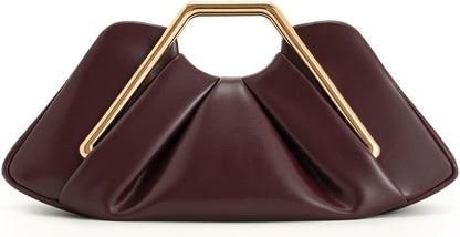 Metal Frame Clutch - Burgundy