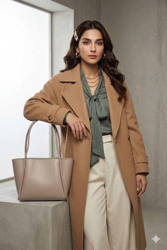 Pyramid Tote Bag - Beige