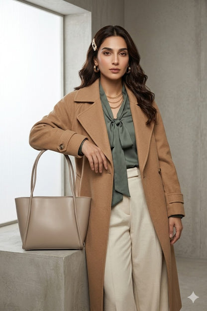 Pyramid Tote Bag - Beige