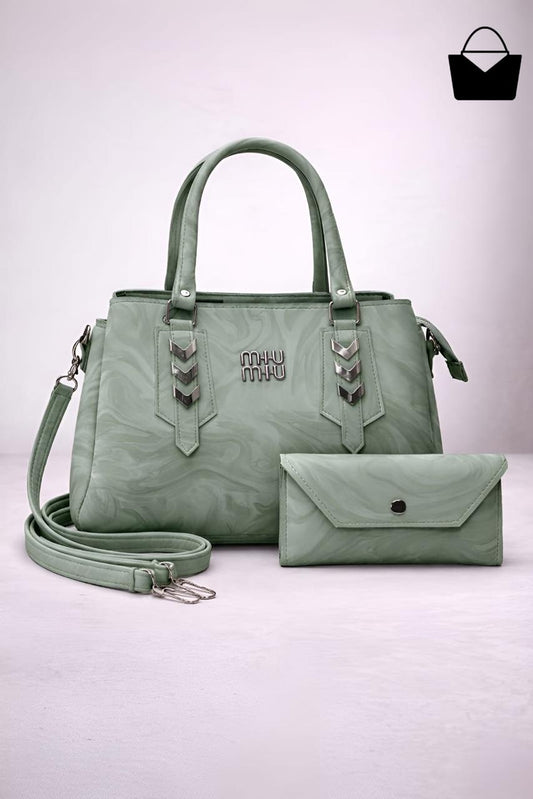 Marble Texture Handbag Set - Green