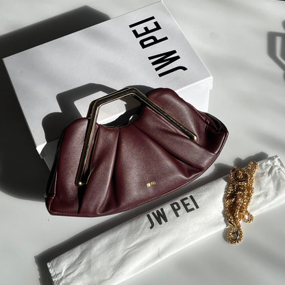 Metal Frame Clutch - Burgundy