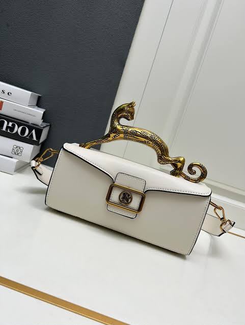 LANVIN Pencil Cat Bag in Matte Leather - White