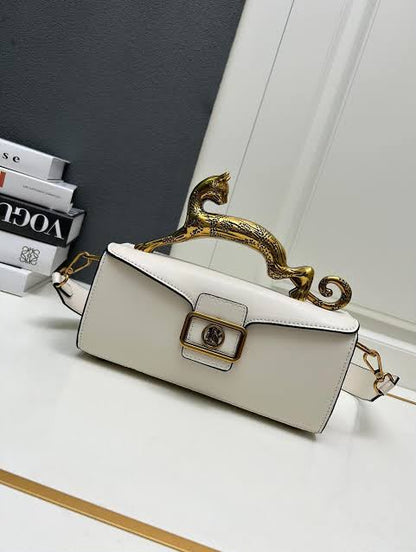 LANVIN Pencil Cat Bag in Matte Leather - White