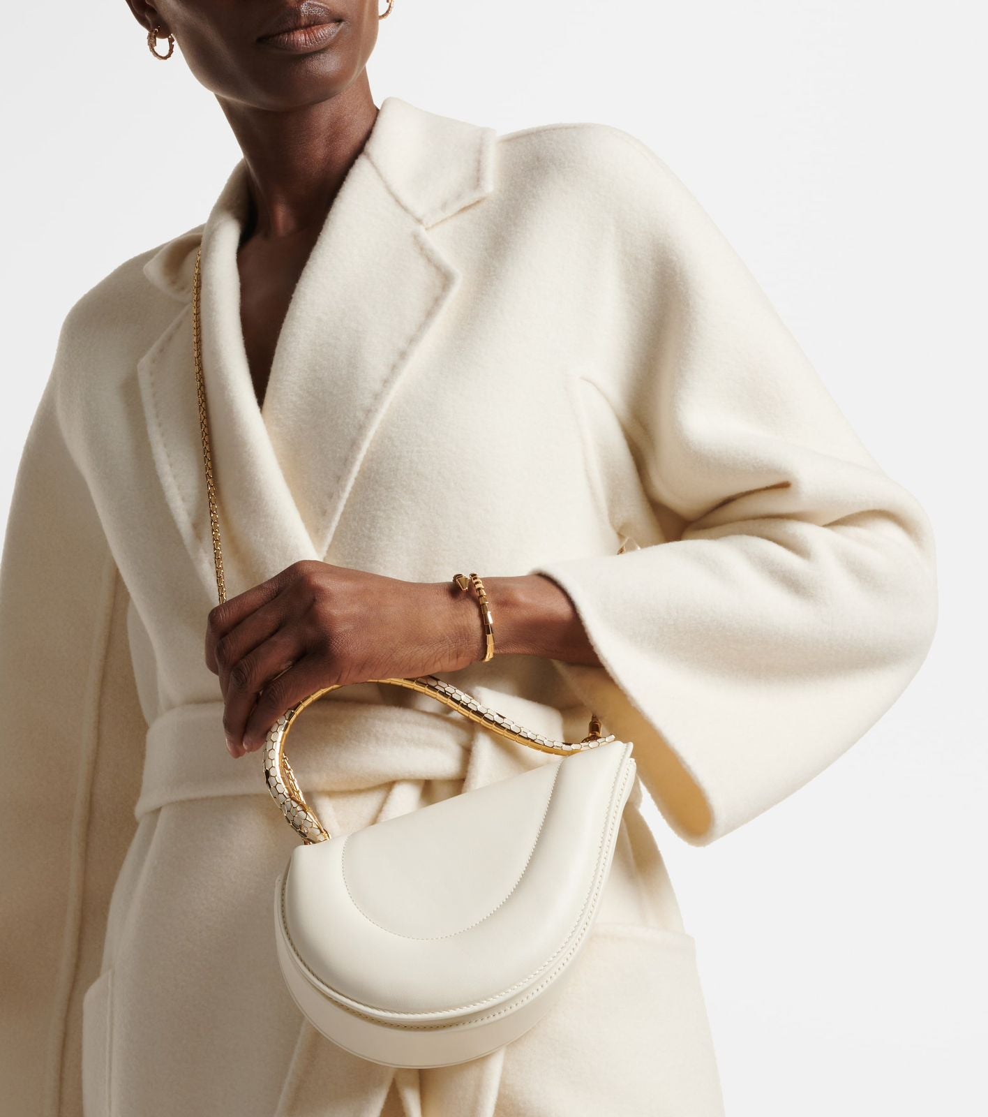 BVLGARI Serpenti Cuore 1968 Top Handle - White