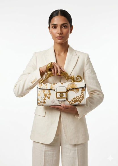 LANVIN Pencil Cat Bag in Matte Leather - White