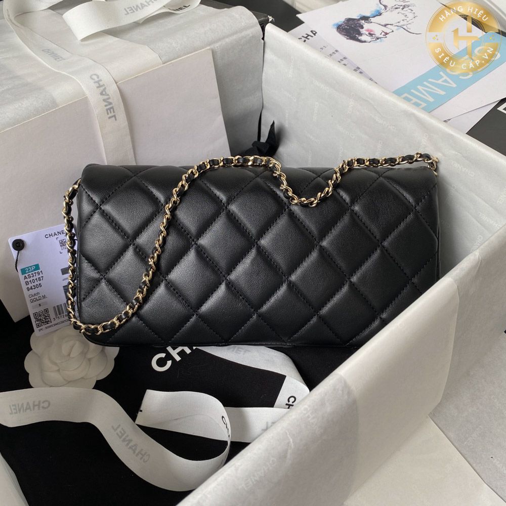 Premium Pearl Quilted Flap Bag - Black