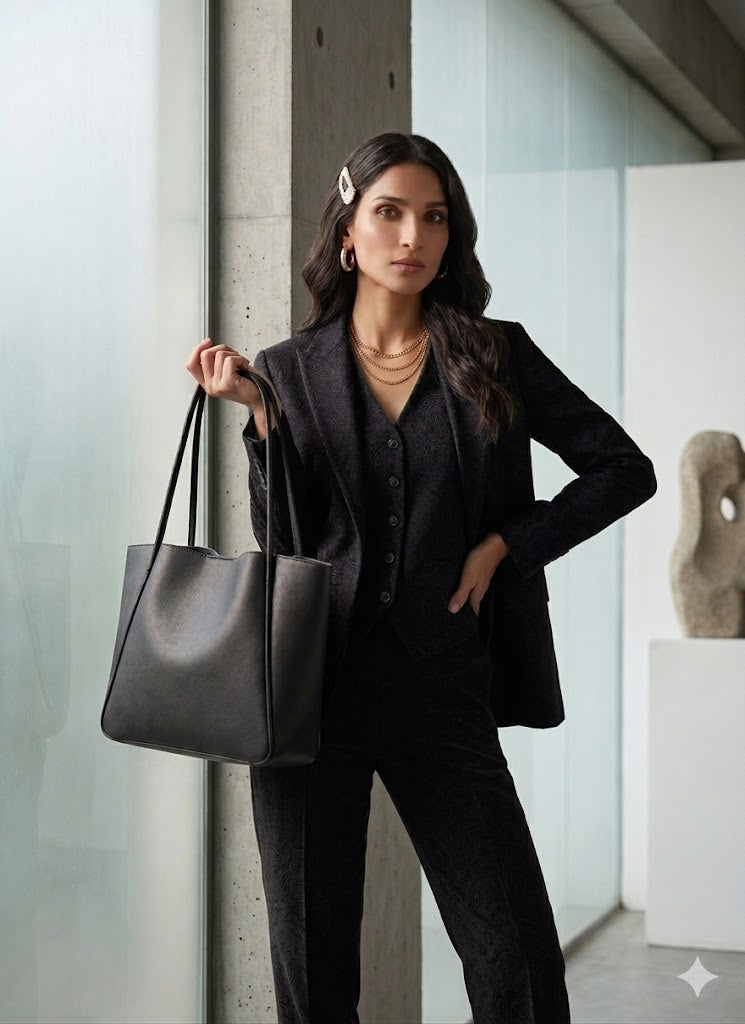 Pyramid Tote Bag - Black
