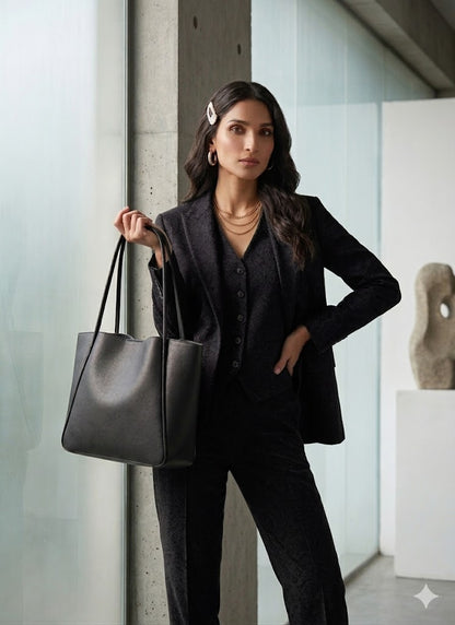 Pyramid Tote Bag - Black