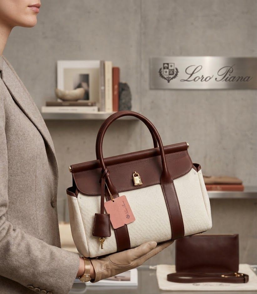 LORO PIANA Loom Bag L32 - White/Brown