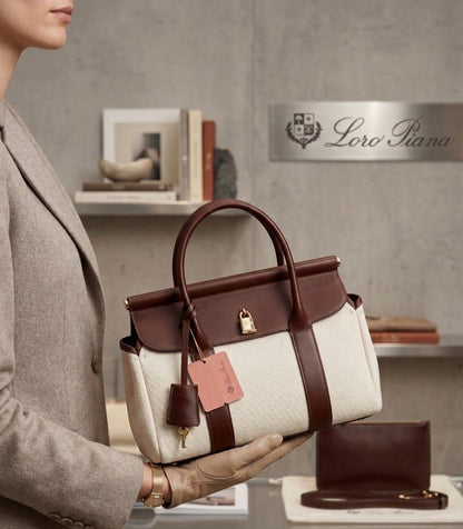 LORO PIANA Loom Bag L32 - White/Brown