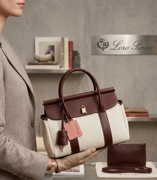 LORO PIANA Loom Bag L32 - White/Brown
