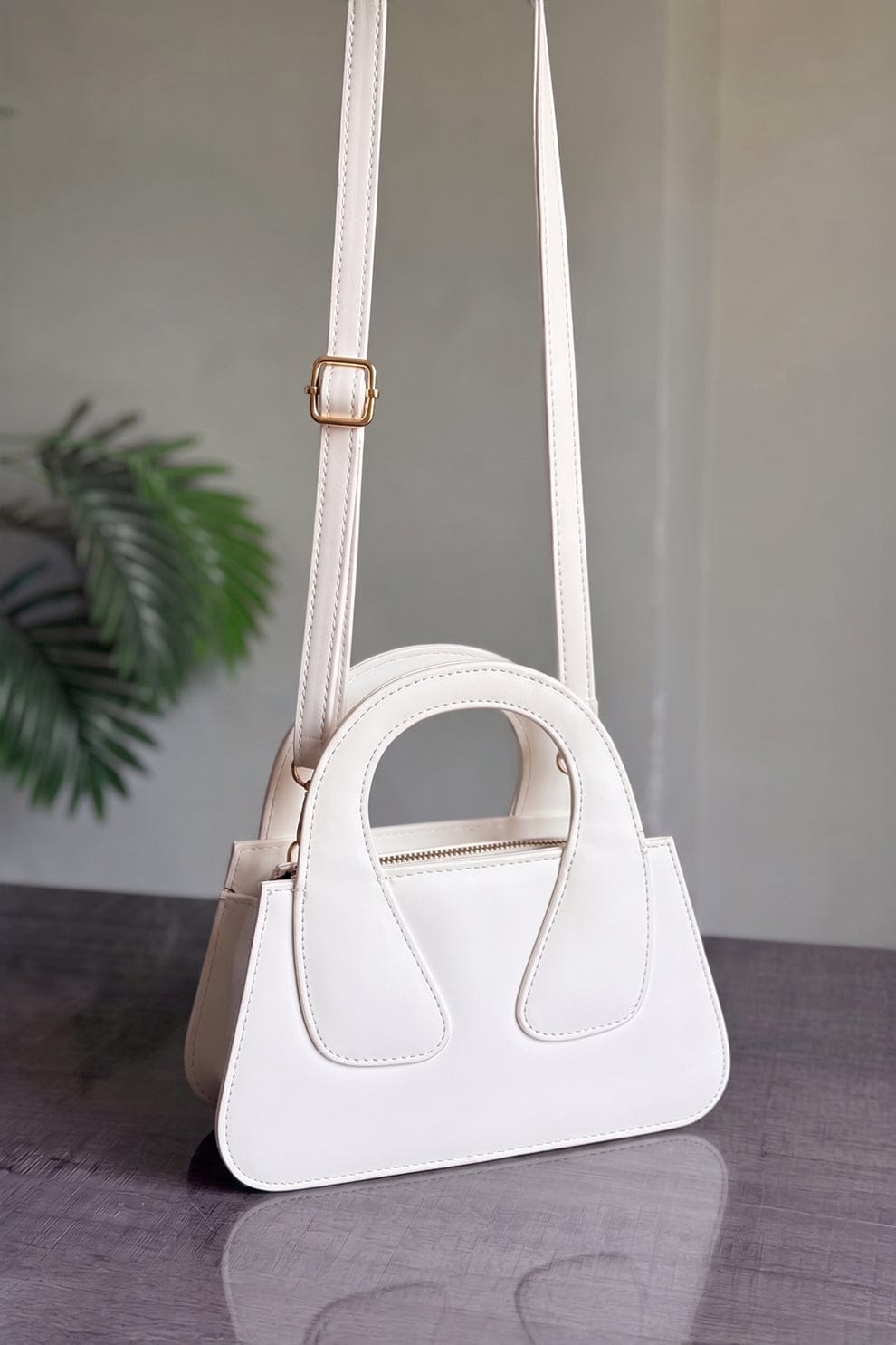 Chic Arch Crossbody Bag - White