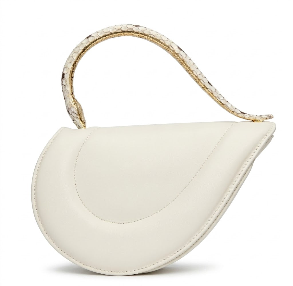 BVLGARI Serpenti Cuore 1968 Top Handle - White